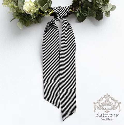 4" x 56"  Black & White Diagonal Stripe - Satin Sash