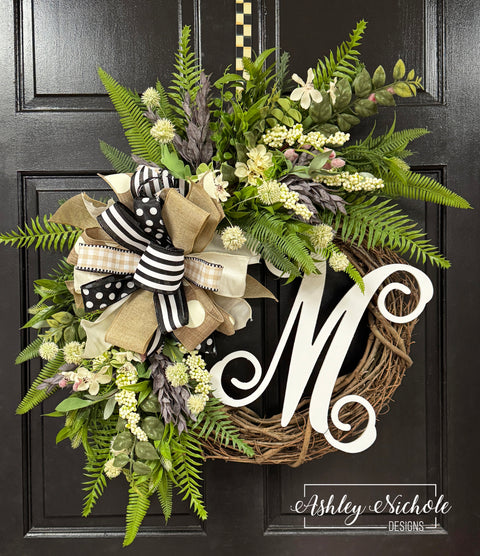 18" Everyday Grasses Initial Wreath