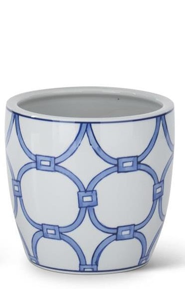 Small Ceramic Pots with Drains - Blue & White