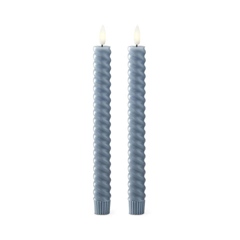 9.75" Set of 2 Taper Spiral Candles (Battery Operated) - Light Blue