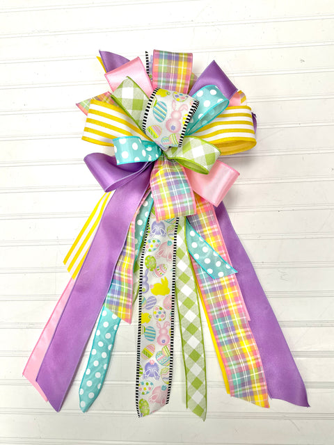Easter Pastel Colors - Front Porch Bow- Streamer