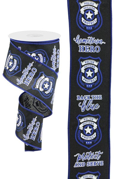 Police Badge Wired Ribbon - 2.5"x10Yds