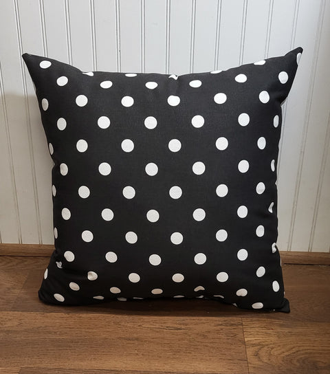 Outdoor Pillow - Black & White Polka Dot
