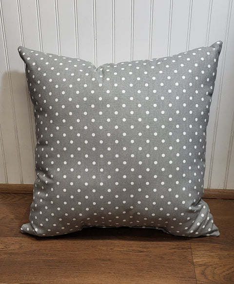 Outdoor Pillow - Grey with White Mini Dots