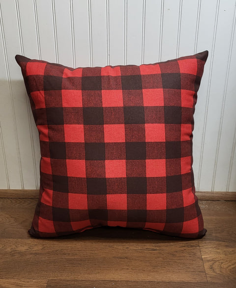 Outdoor Pillow-Black & RED Medium Buffalo Check
