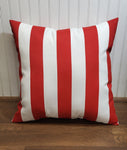 Outdoor Pillow - Red and White Stripe