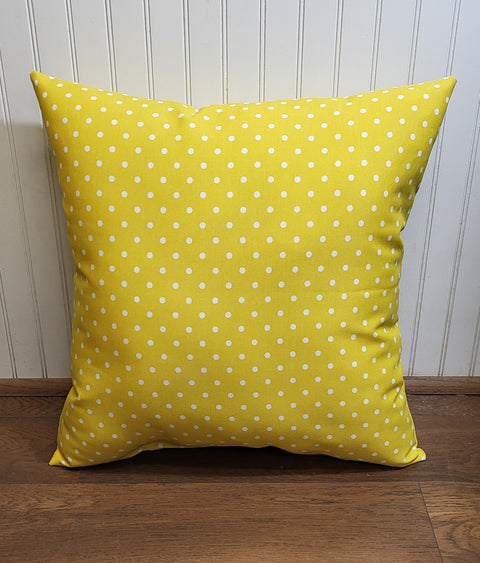 Outdoor Pillow - Yellow with White Mini Dots