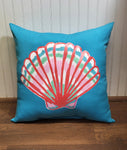 Custom Pillow - Colorful Seashell on Turquoise Outdoor Fabric