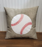 Custom Pillow - Baseball on Beechwood Tan Outdoor Fabric