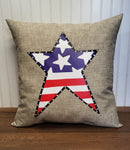 Custom Pillow - Patriotic Star on Beechwood Tan Outdoor Fabric