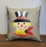 Custom Pillow - Scarecrow - Black White with Acorn on Beechwood Tan Outdoor Fabric