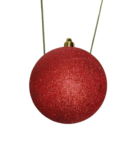 100mm Glittered VP Wire-Crossed Ball Ornament - Red