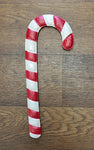 12" Tin Candy Cane Ornament - Red & White