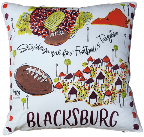 18" x 18" College Town Pillow - Blacksburg, VA