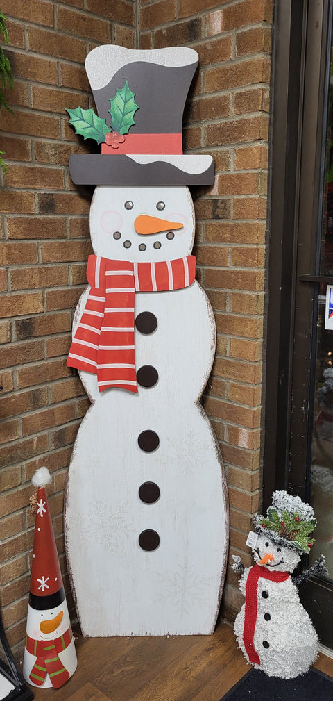 70"H Plywood Porch Leaner - Snowman with Glitter