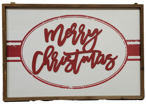 27.5" x 19" Merry Christmas Sign - MDF & Wood