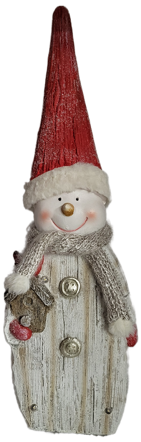 21.5" Lighted Snowman With Birdhouse