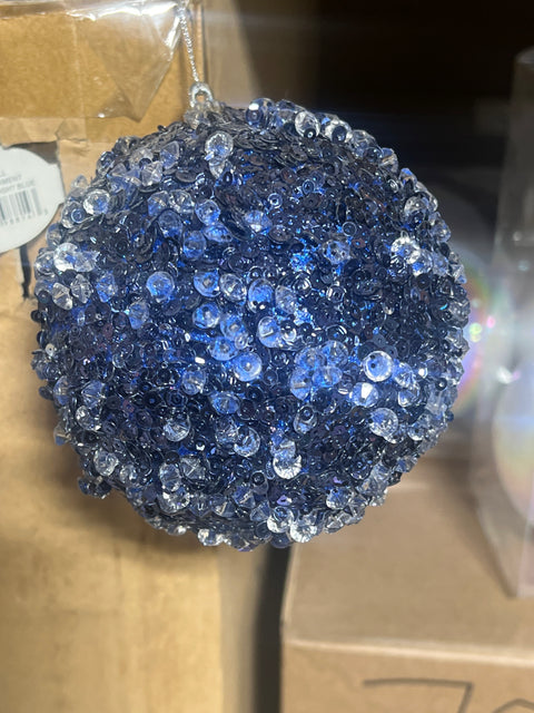 4" Ice Sequin Ball Ornament - Midnight Blue