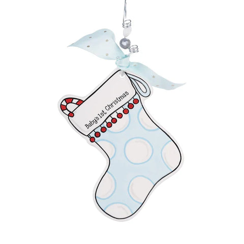 Blue Stocking Flat Ornament