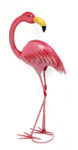 19.8" Metal Flamingo Figurine - Backward Facing - Pink