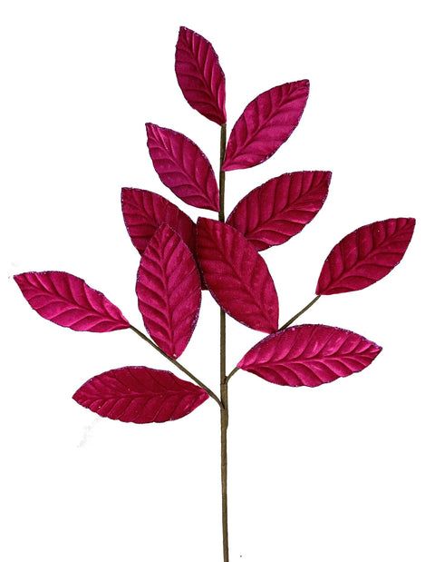 Velvet Magnolia Leaf Spray - Fushia