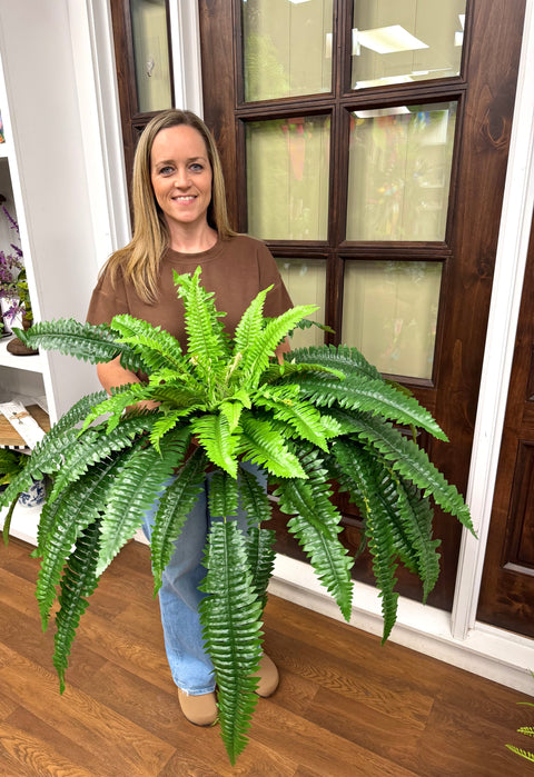 46" Boston Fern Bush (Silk) - UV Protected - Green