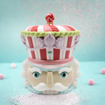 10" Nutcracker Head Cookie Jar -  Pastel