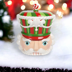 10" Nutcracker Head Cookie Jar -  Red & Green