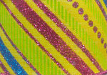 Yellow, Green, Blue & Hot Pink Diagonal Glitter Wired Ribbon - 2.5" x 10yds