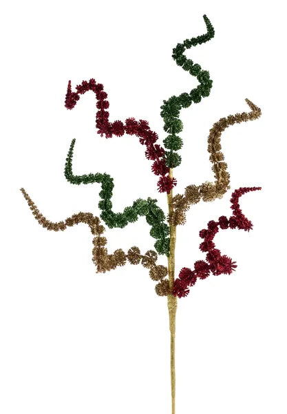 25" Glitter Spikes Curly Spray - Red/Gold/Lime