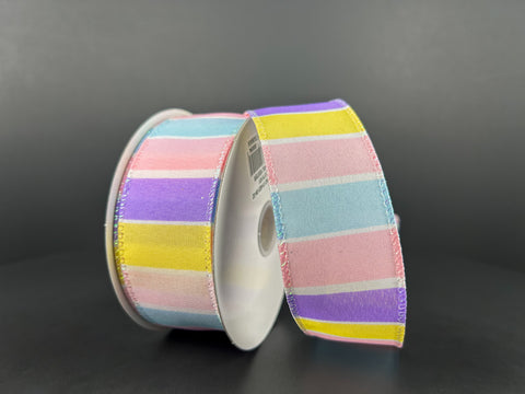 Pastel Wide Stripes Wired Ribbon - 1.5" x 10yds