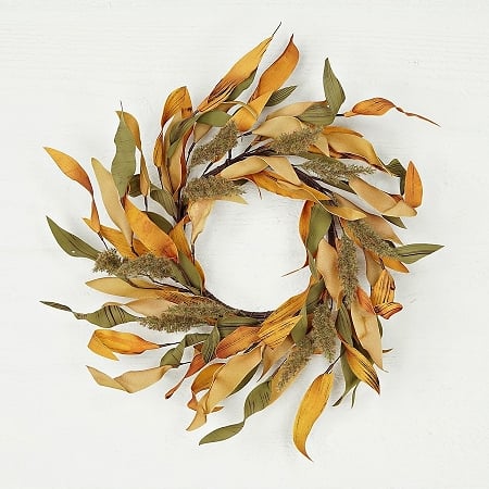 16in(6.5) - Candle Ring/Wreath-Fall Mix Herb Leaves