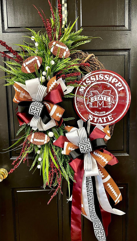 Collegiate Football Sign Wreath - Mississippi State University
