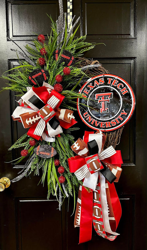 Collegiate Football Sign Wreath - Texas Tech University