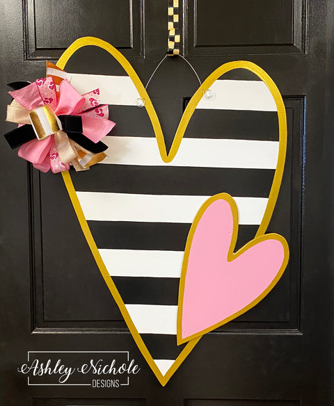 "Be My Valentine" Striped Heart Door Hanger