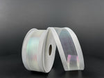 White with Mesh Center Wired Ribbon - 1.5" x 10yds