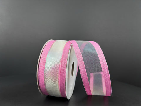 Mesh Center w/ Pink Edge Wired Ribbon - 1.5" x 10yds