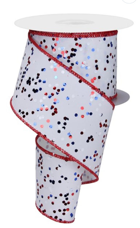 Sprinkled Hex Glitter Wired Ribbon - 2.5" x 10yds