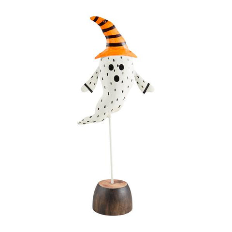 18" x 7.5" Halloween Ghost Sitter - White/Orange/Black
