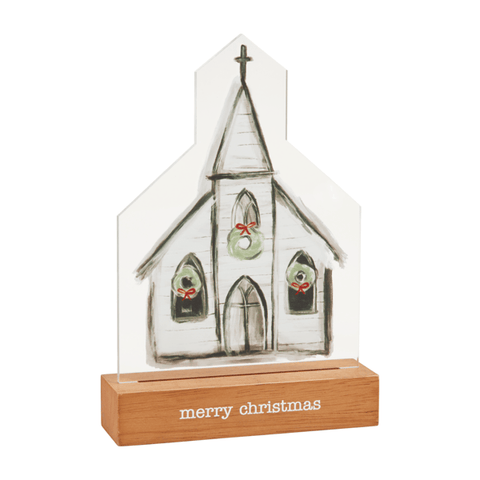 8.5" LED Acrylic Church Sitter - White