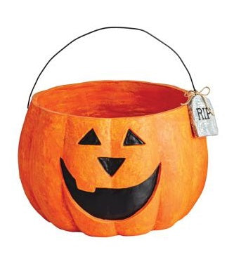 Mache Pumpkin Treat Bucket - Large