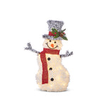 20.5" Flocked Tinsel Lighted Snowman