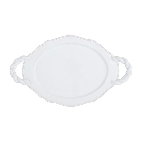 Twisted Handle Ceramic Platter - White