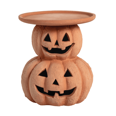 4.5" Stacked Jack-O-Lantern Pillar Candle Holder - Terracotta
