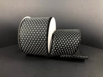 Black Linen Mini dot wired ribbon - 2.5"x10Y