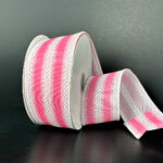 Pink & White Herringbone Wired Ribbon - 1.5" x 10yds