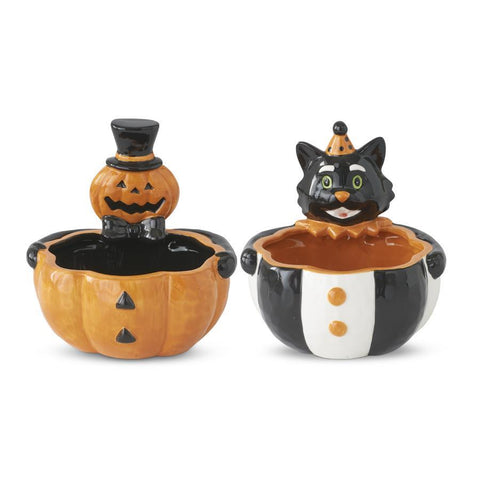 Assorted Dolomite Pumpkin/Cat Head Bowls-Choose from (2 Styles)
