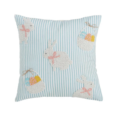 Basket Bunny Easter Pillow with Bead Appliqués