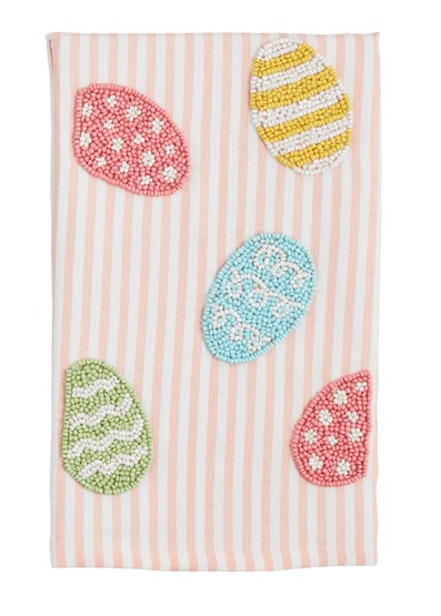 Easter Egg Beaded Hand Towel - Pink