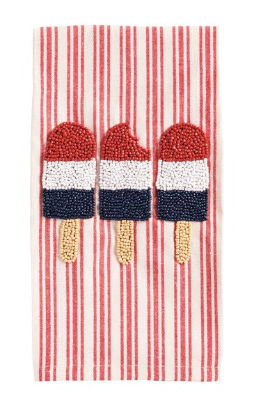 Ice Pop Beaded Americana Towel - Red